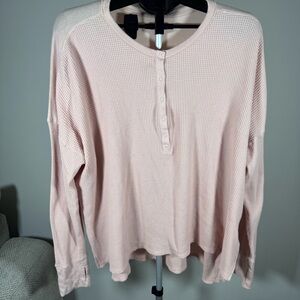 Aerie Soft Pink Waffle Knit Long Sleeve Tee